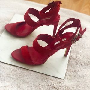 Genuine Suede Leather BCBG Cranberry Heels, Size 9